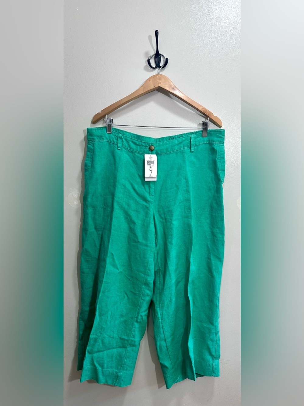 NWT J.Jill Love Linen Cropped Pants in Sweet Clover Green Size L
